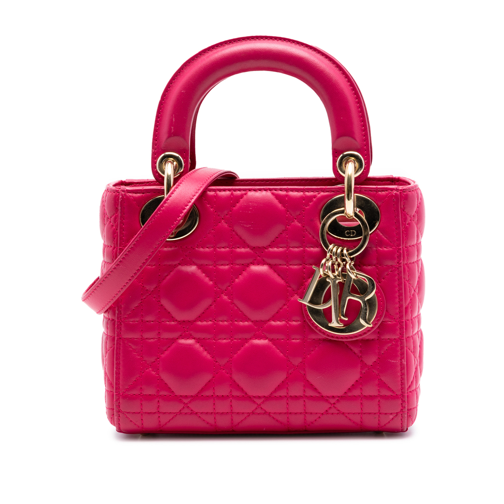 Pre-Loved Dior Mini Lambskin Cannage Lady Dior